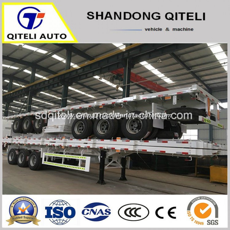 40 Feet Flatbed Trailer 40FT 60 Tons Flat Bed Trailers Cargo Ship Container Carrier Trailer