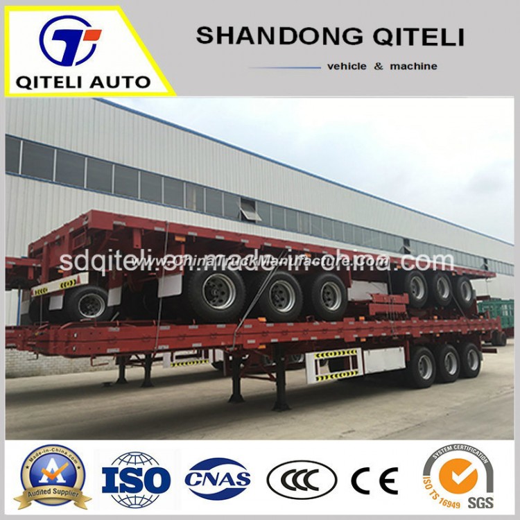 Flatbed Transporting Container 40 FT Semi Trailer with 3 Axle