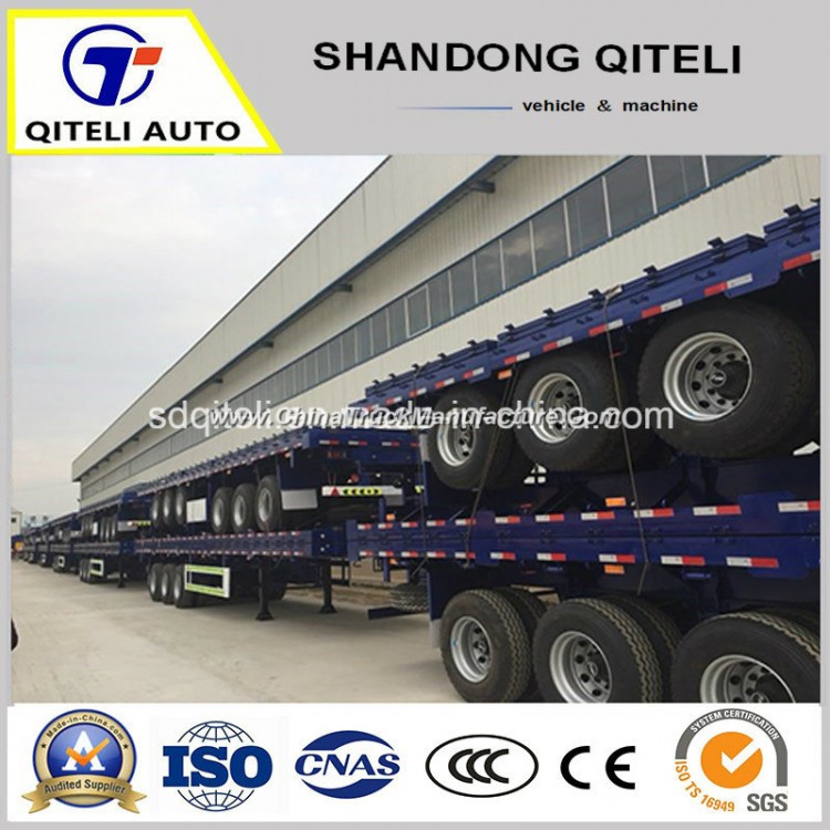 3 Axle 40ton 40FT 20FT Flatbed Container Semi Trailer