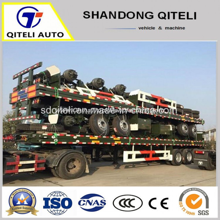 40FT 2 Axle 3 Axis Container Loading Flatbed Trailer Flatbed Semi Trailer