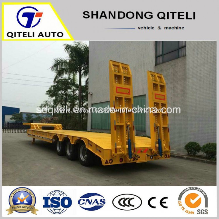 2/3/4 Axle 60ton Lowbed Truck Semi Trailer for Excavator Heavy Machinery Transport