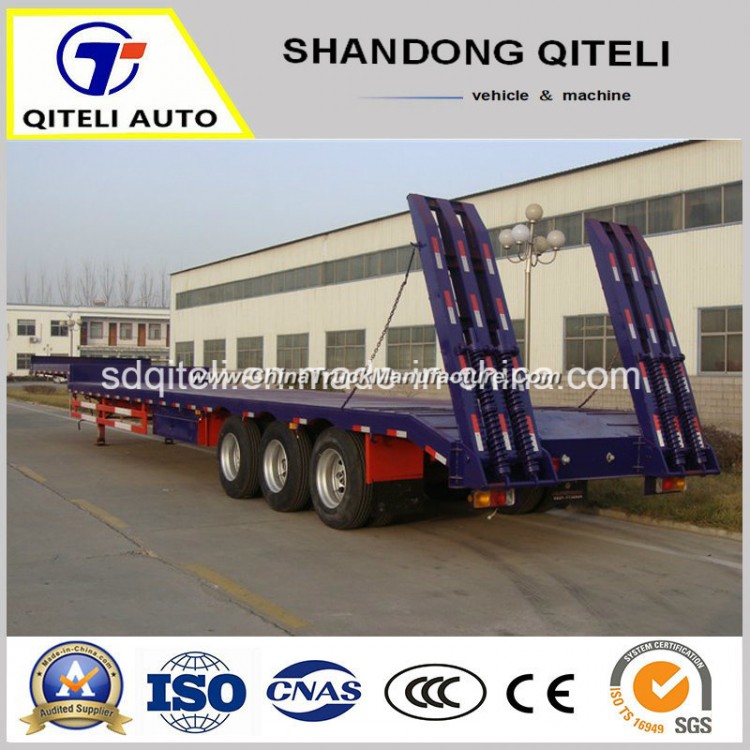 13m 3 Axles Lowbed Semi Trailer 50ton for Construction Machines