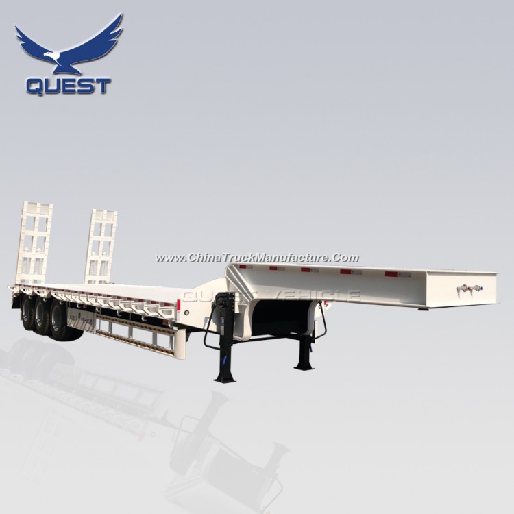 Quest 3 Axle Low Bed Trailer 80 Tons Extendable Lowboy Loader Lowbed Truck Semi Trailer for Africa