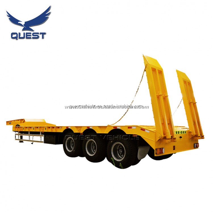 3axles 60 80ton Low Bed Flatbed Low Loader Truck Trailer