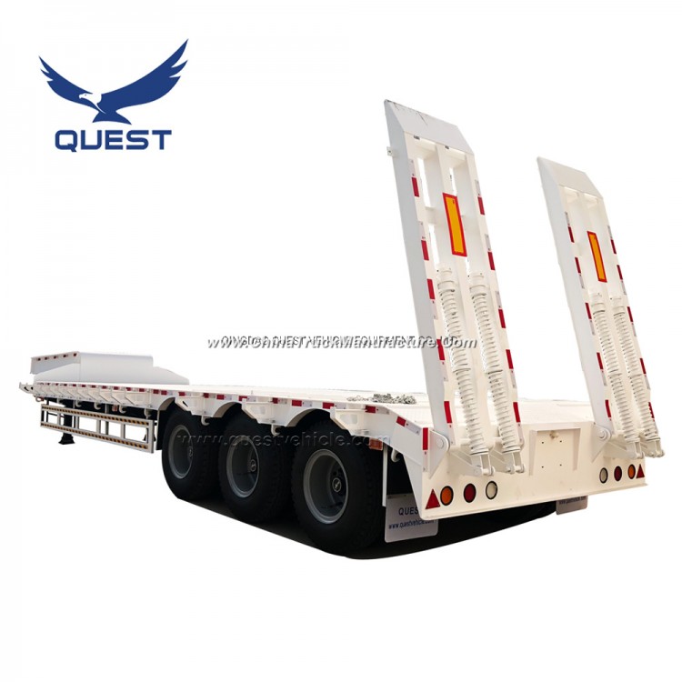 Philippines 45-60 Tons Cargo Lowbed Heavy Equipment Low-Bed Truck Semi Trailer