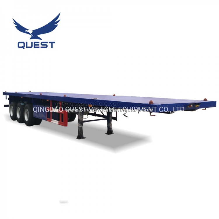 Quest Truck Trailer Manufacturers 40feet 3axles Flatbed Container Semi Trailer