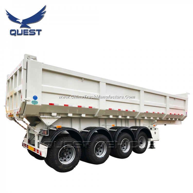 Quest 4 Axles 40cbm 80 Tons End Dump Truck Semi Trailer